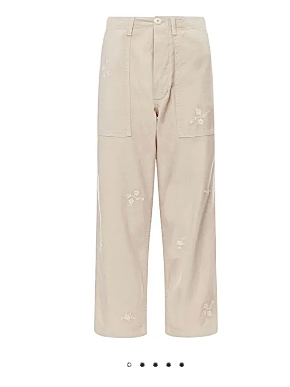 The Great. The Vintage Army Embroidered Cropped Trousers In Ecru